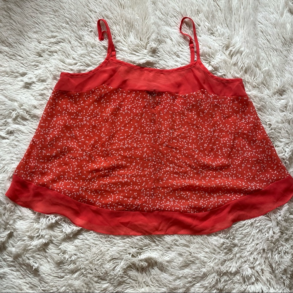 TORRID SIZE 1X CORAL DIAMOND PRINT CHIFFON TANK TOP Cami Top - Picture 6 of 11